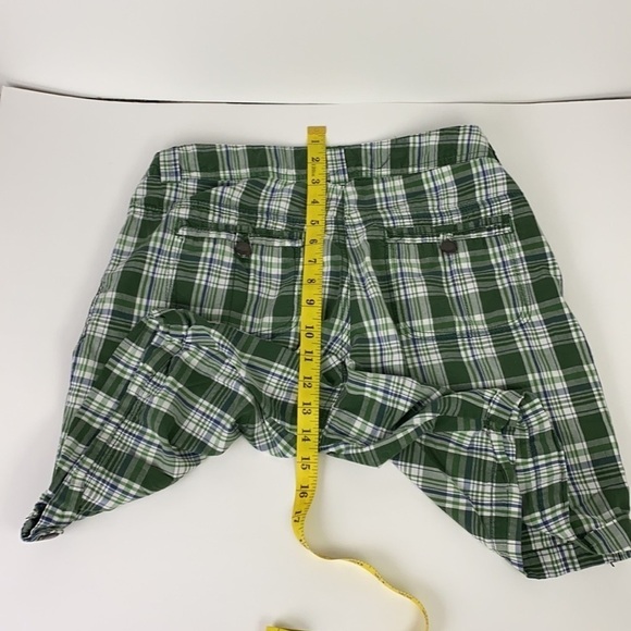 100% cotton plaid Green white Bermuda hiking shorts size 18 - Picture 10 of 16